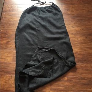 JCrew black linen, halter, maxi dress. Size ?